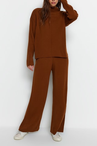 Maglia e pantaloni wide legs - Marrone