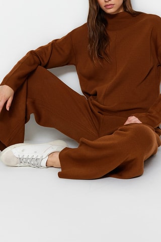Maglia e pantaloni wide legs - Marrone