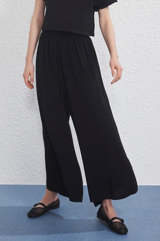 Pantalón palazzo de lana - Negro