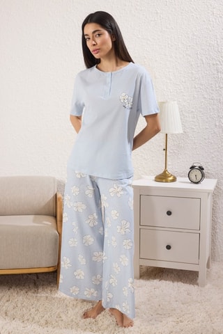 Pijama - Blanco, azul y amarillo