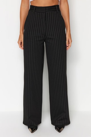 Pantaloni straight a vita alta - Nero