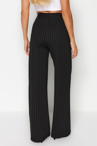 Pantaloni straight a vita alta - Nero