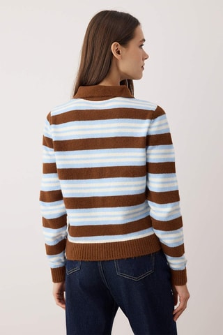 Gilet regular - Blanc, bleu et marron