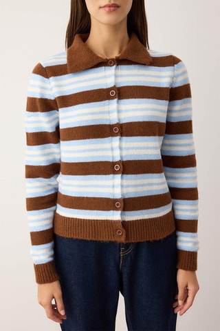Gilet regular - Blanc, bleu et marron