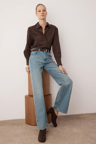 Jeans wide legs a vita alta - Blu - Blu
