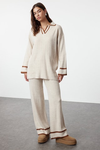 Pull et pantalon - Beige et marron