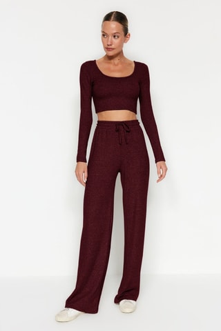 Crop top et pantalon wide legs - Bordeaux
