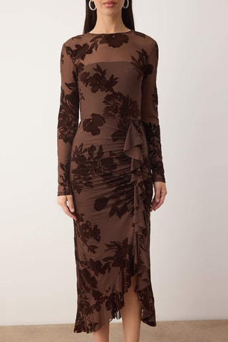 Vestido midi - Marrón