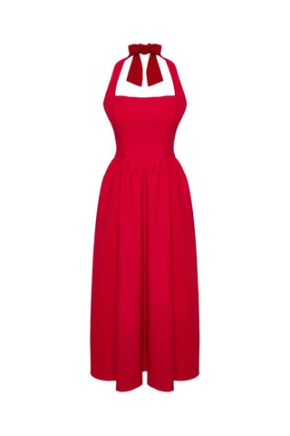 Abito midi senza maniche - Rosso