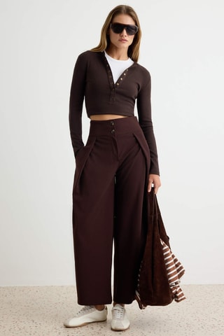 Pantaloni wide legs - Marrone