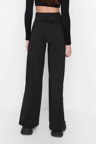 Pantaloni wide legs a vita alta - Nero