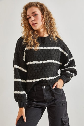 Pull regular - Noir et blanc