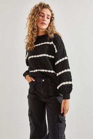 Pull regular - Noir et blanc