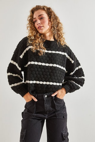 Pull regular - Noir et blanc