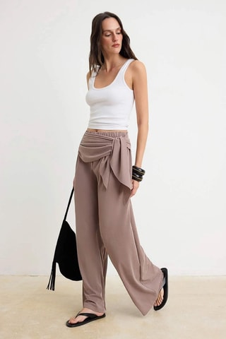 Pantalon wide legs - Marron clair