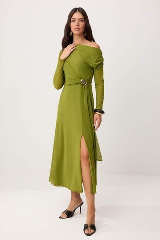 Abito midi - Multicolore - Verde scuro
