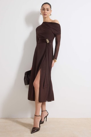 Robe midi - Marron