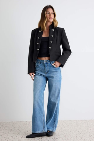 Jeans wide legs a vita alta - Blu