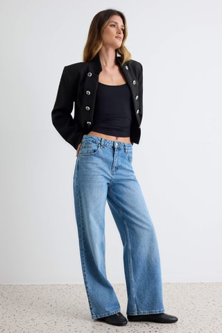 Jeans wide legs a vita alta - Blu