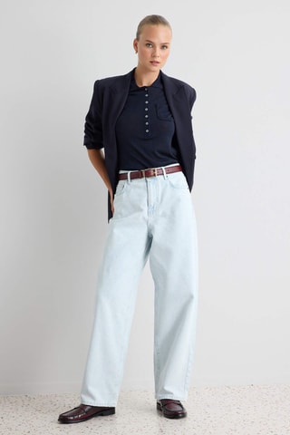 Jeans wide legs a vita alta - Azzurro