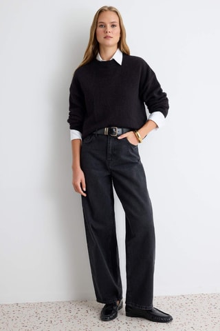Jeans wide legs a vita alta - Nero