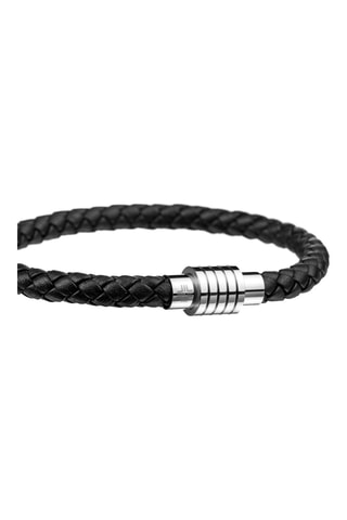 2 bracelets en cuir Hugo - Noir et argenté