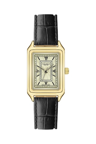 Montre à quartz en cuir Sarner - Noir et doré