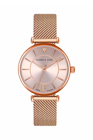 Montre à quartz en acier et diamant Sophia