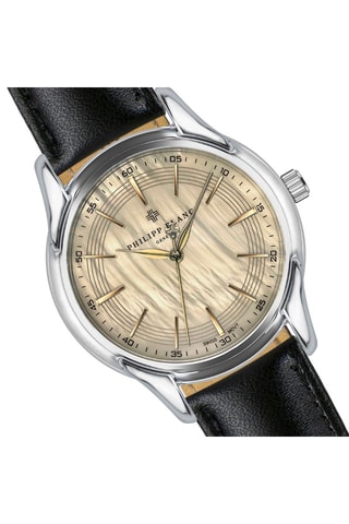 Montre à quartz en cuir - Noir et argenté - Noir et argenté