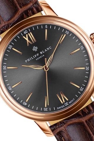 Coffret montre à quartz et bracelet en cuir Geneva