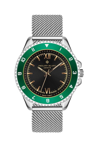 Montre à quartz en acier - Argenté et vert