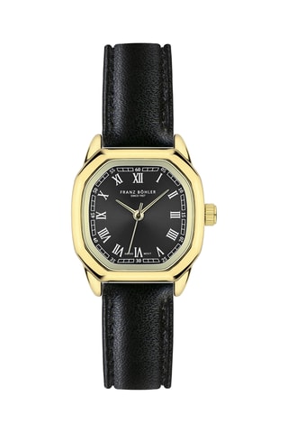 Montre à quartz en cuir Cauma - Noir et doré
