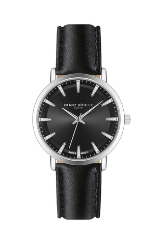 Montre à quartz en cuir Tanay - Noir et argenté