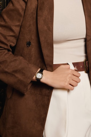Montre à quartz en cuir Aegeri - Noir et doré