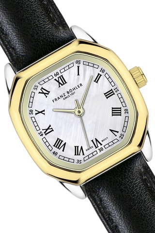 Montre à quartz en cuir Aegeri - Noir et doré