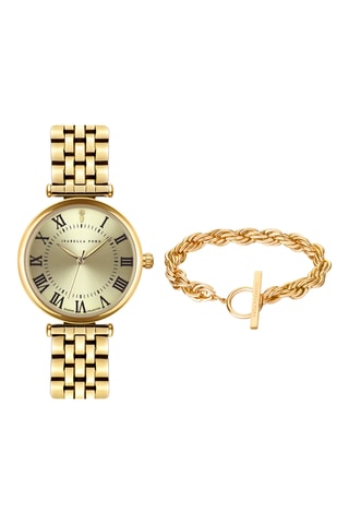Coffret montre à quartz en acier et diamant et bracelet en acier