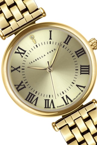 Coffret montre à quartz en acier et diamant et bracelet en acier