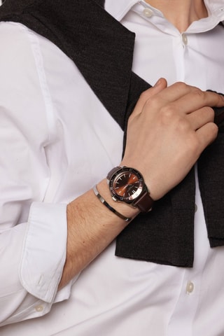 Montre à quartz en cuir St. Moritz - Marron