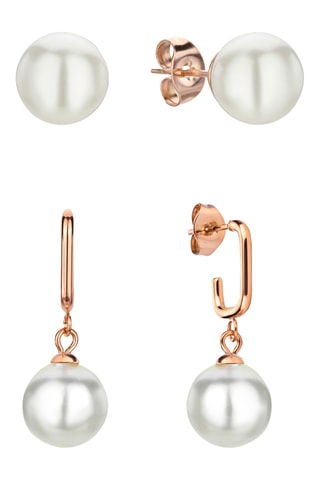 2 paires de boucles d'oreilles Diane Pearl - Doré