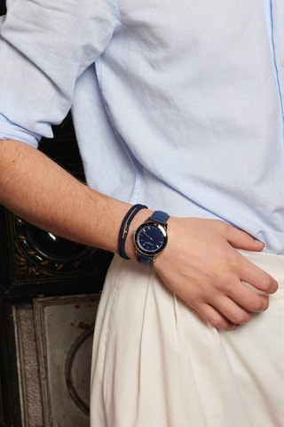 Montre à quartz en cuir Sihl - Noir et argenté