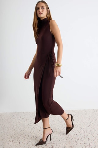 Vestido cruzado - Marrón