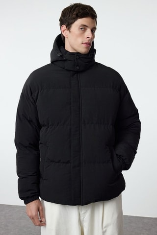 Anorak oversize con capucha - Negro