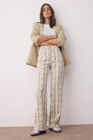Vaquero wide leg de tiro alto - Blanco, negro y beige