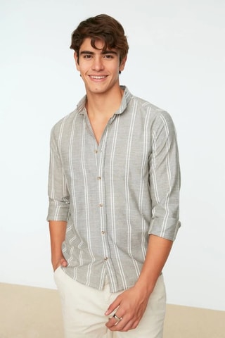 Camisa de rayas - Blanco y verde