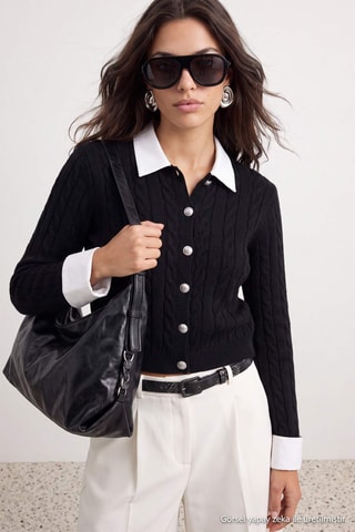 Cárdigan regular fit - Negro
