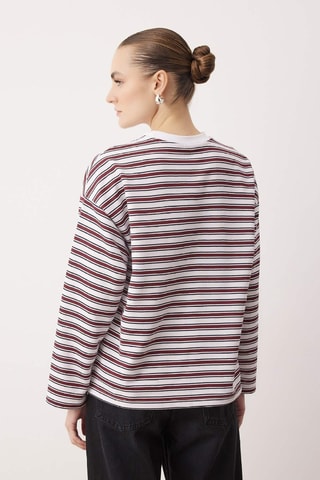 Camiseta de rayas - Blanco, negro y rojo