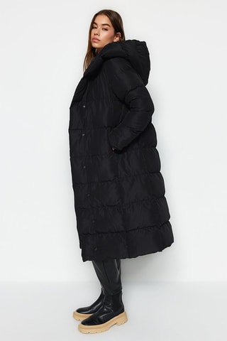 Anorak largo con capucha - Negro