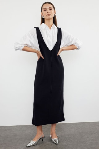 Vestido midi - Negro y azul