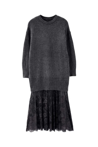 Vestido efecto doble prenda - Gris oscuro