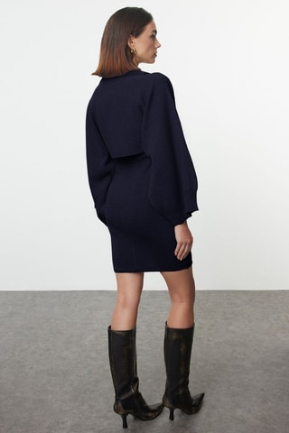 Vestido de tubo y jersey - Azul